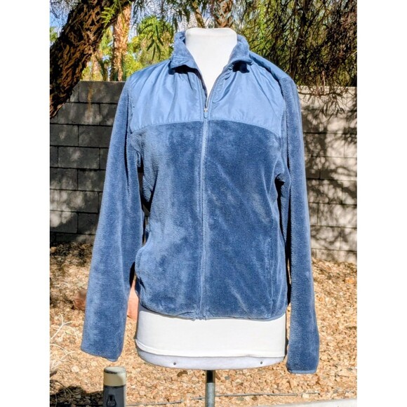 Winter Fleece Bahama Blue Petite Medium Zip-Up Cozy Soft Jacket Coat Top EUC - Picture 1 of 6
